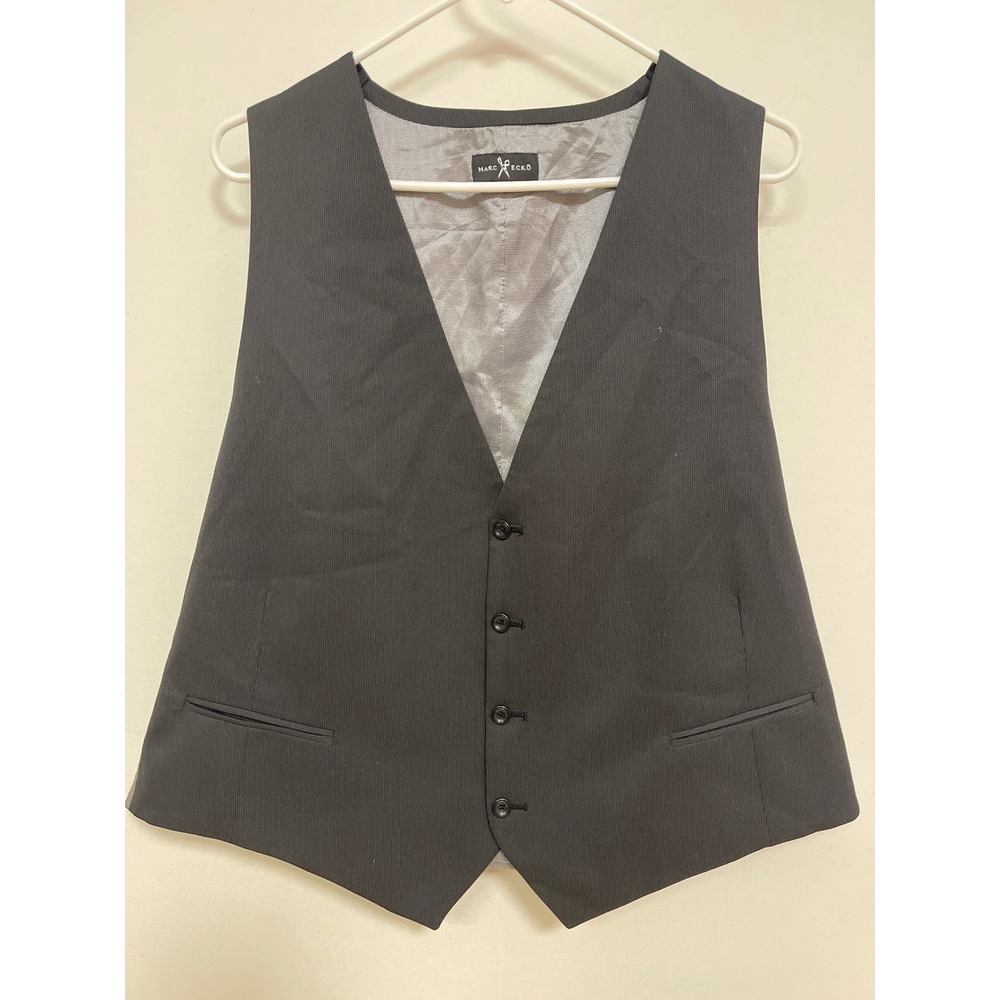 Marc Ecko Mens Suit Vest Charcoal Grey Pinstripe Formal Waistcoat Adjustable